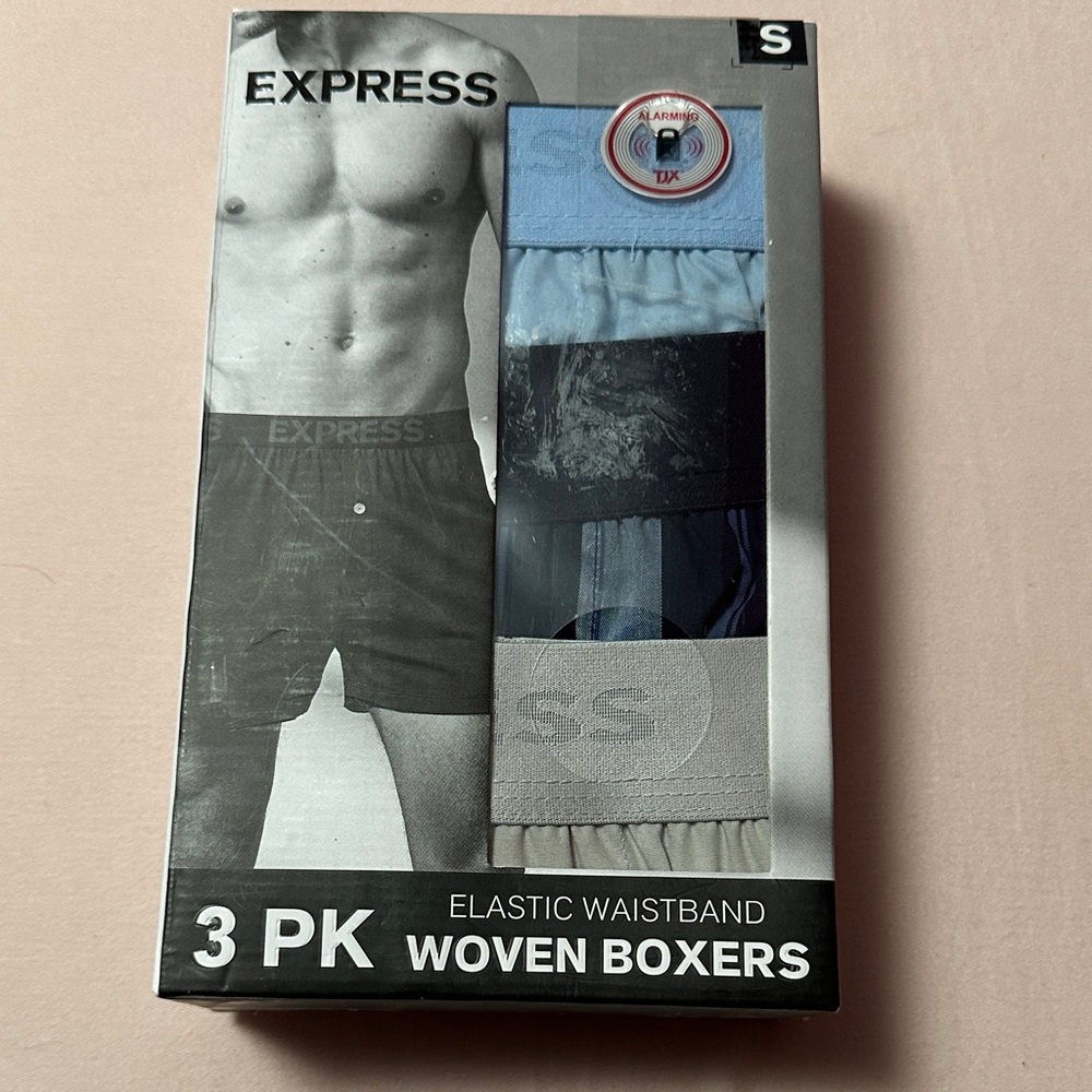 Express Men's 3-Pack Boxers - Light Blue, Dark Blue, Gray